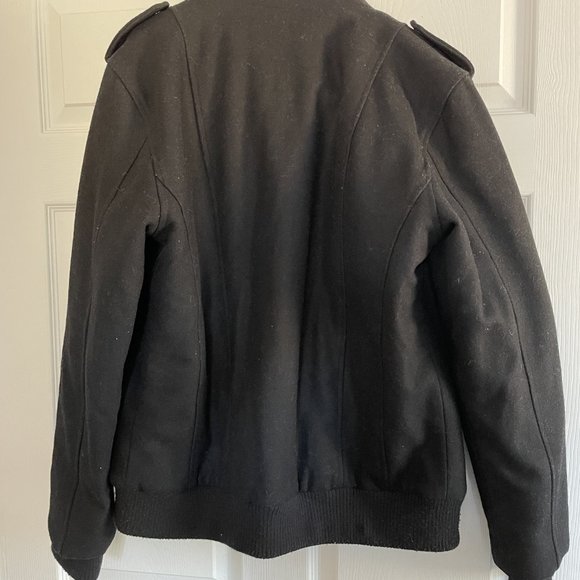 G by Guess Black Wool Bland Winter Bomber Jacket Size: M - Picture 4 of 6